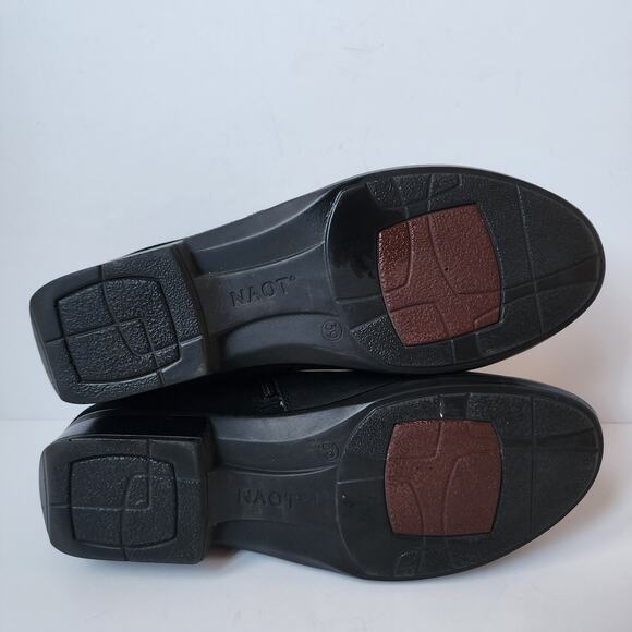 NAOT Helm Boots Womens Size 39 EU 8.5 US Black Raven Leather Suede Ankle Booties - Picture 11 of 14